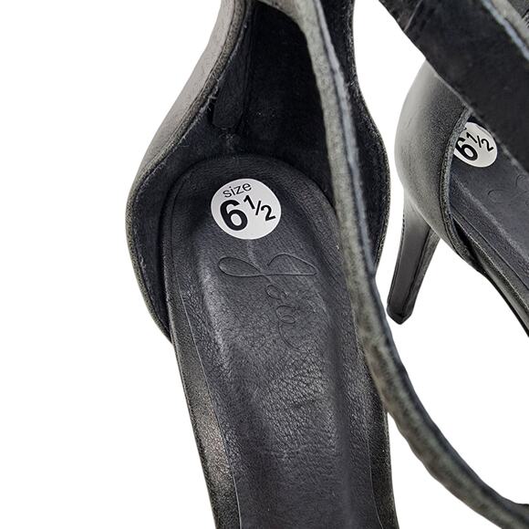 Joie Abbott Camo Toe Strap Black Ankle Strap Zipper Back Stiletto Heels Size 6.5 - Picture 3 of 7